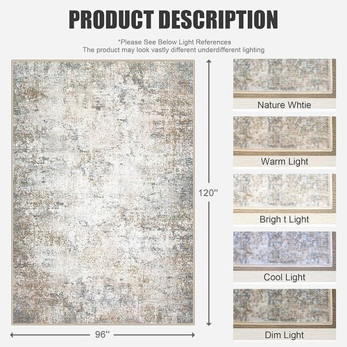 8x10 Area Rug Living Room Rug: Washable Modern Abstract Soft Thin Rug Indoor - Image 2