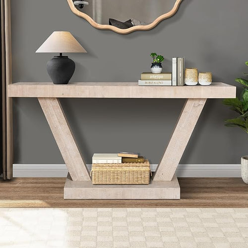 60" Wood Console Table for Entryway Bench by HanStrong