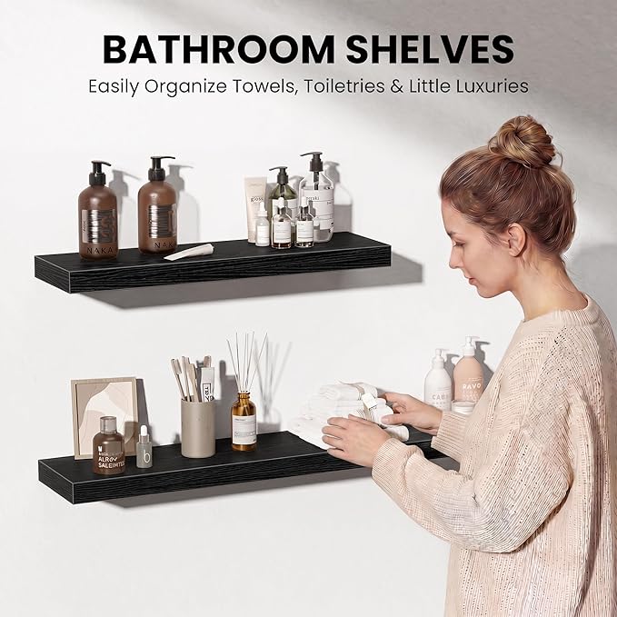 Fun Memories 36 Inch Floating Shelves Wall-Mounted, Rustic Wood Shelf - Image 5