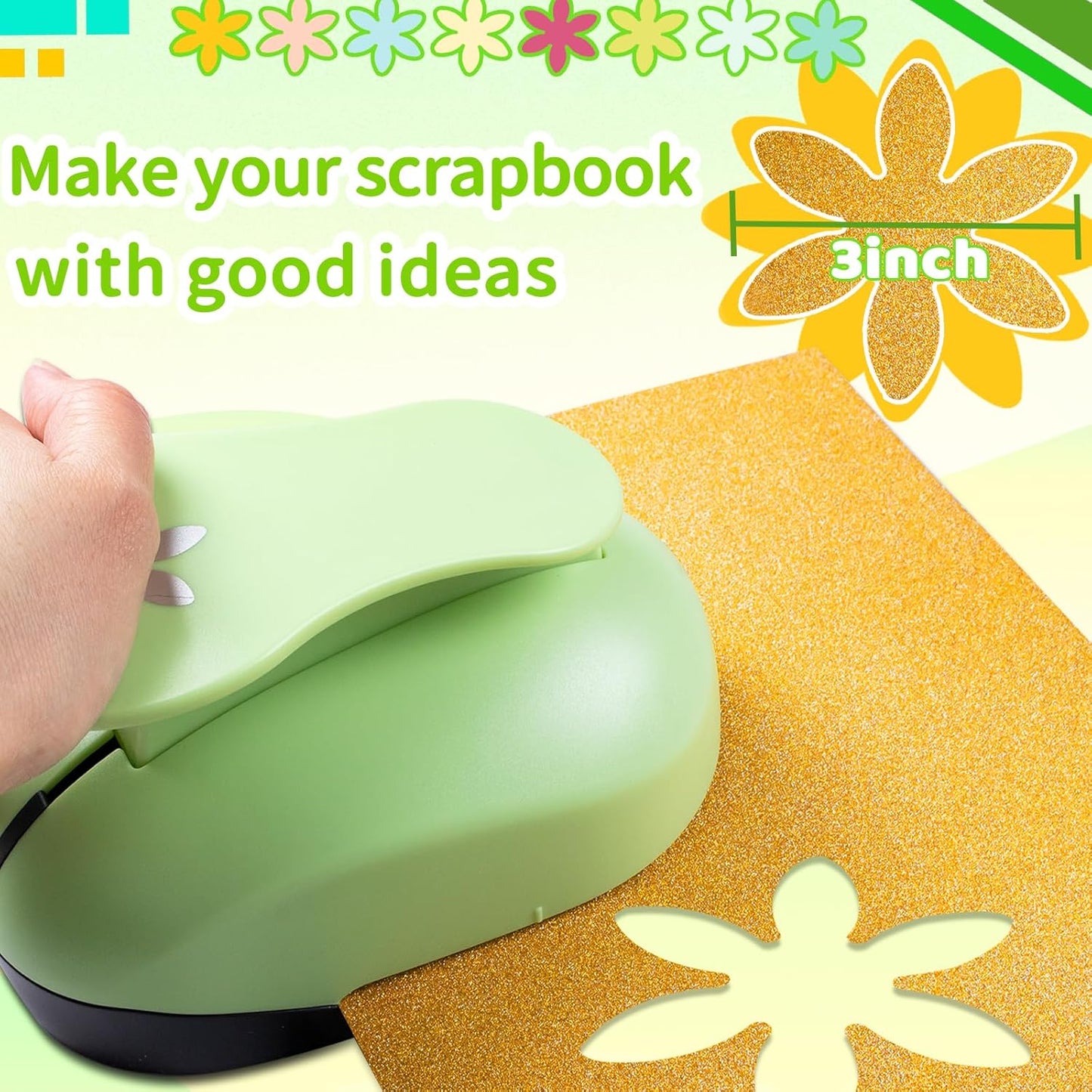 Flower Hole Punch, Flower Punches for Paper Crafts, Daisy PaperPunch, 3 inch FlowerPunch, Daisy Punches, FlowerShape Craft Punches, Large FlowerHole Puncher Shape, Scrapbooking Puncher