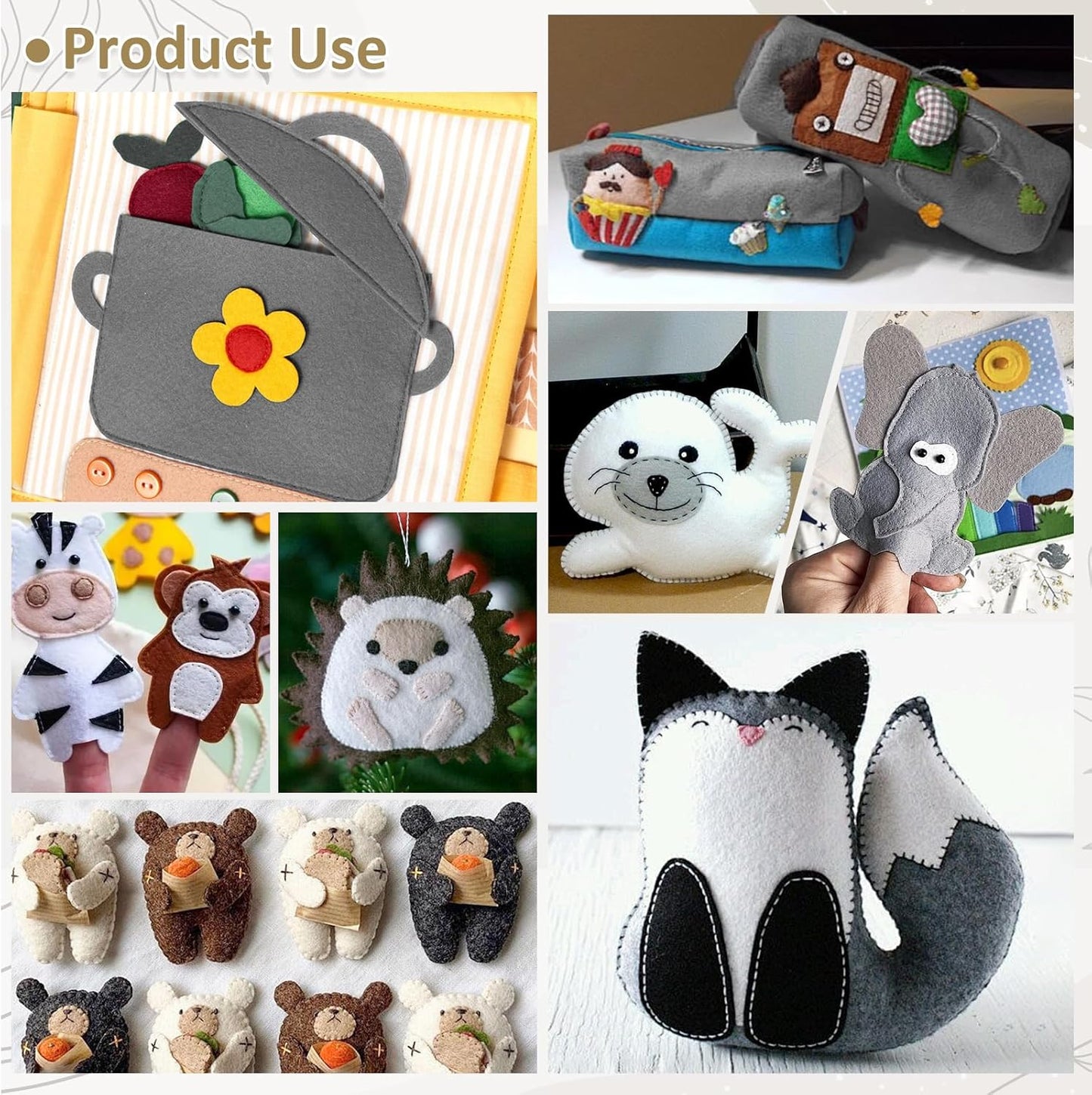 XSEINO 13 Rolls 8"x35" 1.4mm Thick Soft Felt Fabric Sheet 13 Assorted Black White Series Colors Felt Pack Pastel Felt Sheets for DIY Craft Sewing Squares Nonwoven Patchwork