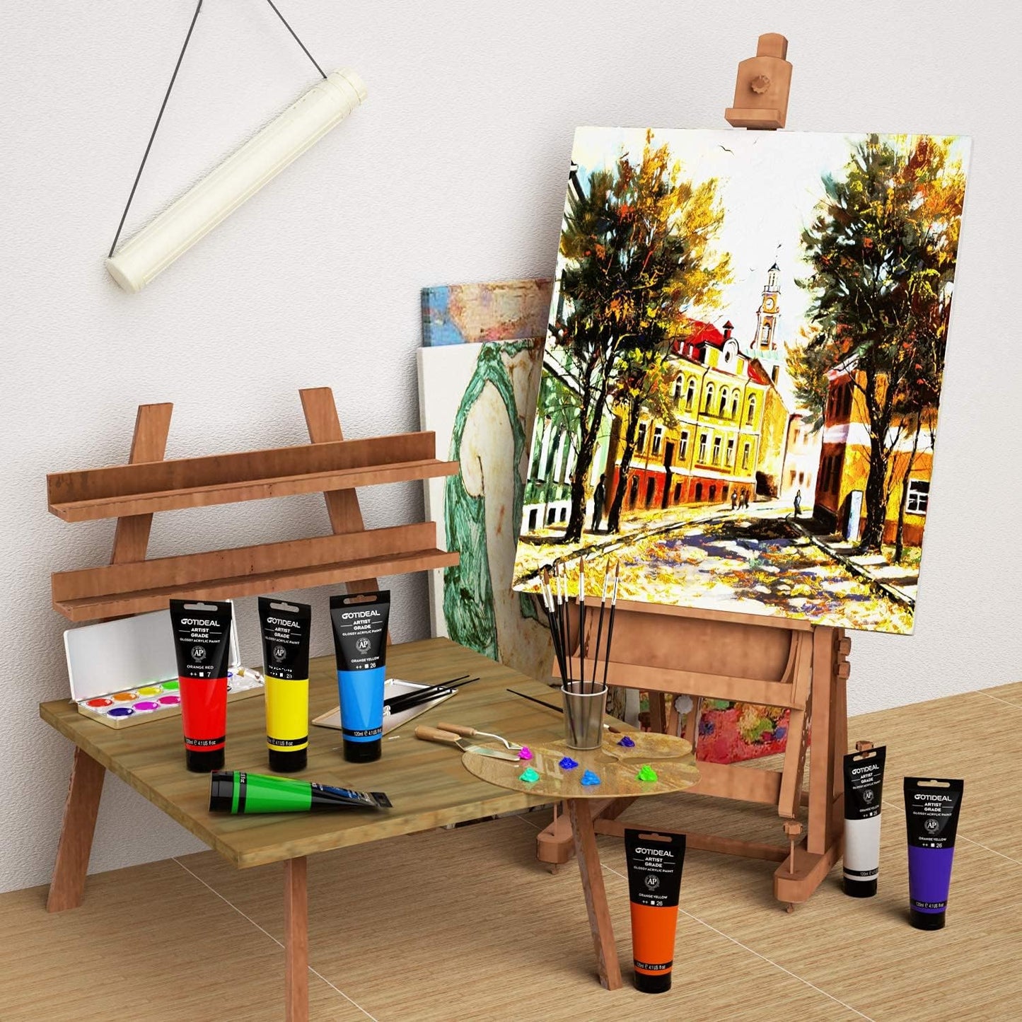 GOTIDEAL Acrylic Paint Raw Umber Tubes(120ml, 4.1 oz) Non Toxic Non Fading,Rich Pigments for Painters, Adults & Kids, Ideal for Canvas Wood Clay Fabric Ceramic Craft Supplies (Raw Umber)