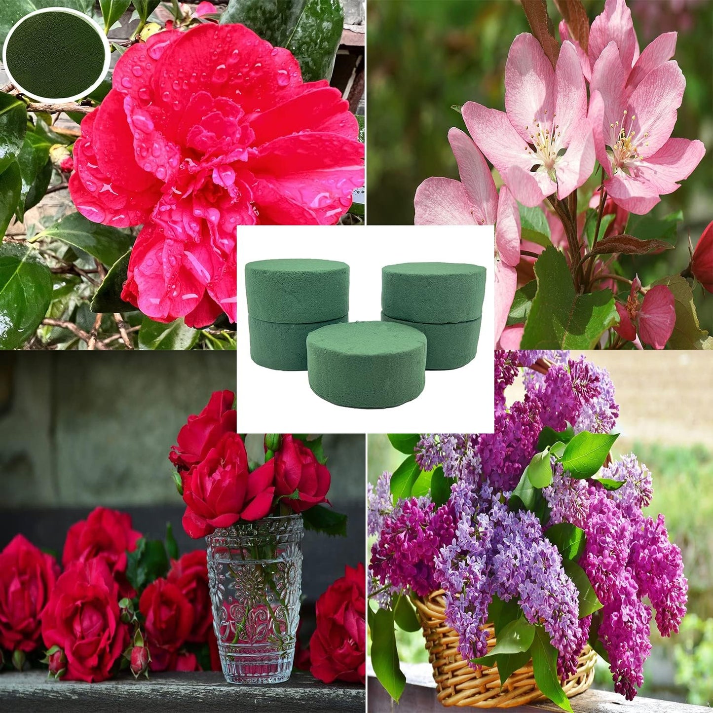 5 Pcs Floral Foam, MYYZMY 3 Inch Dry Wet Floral Foam Bricks Round for Artificial Flowers