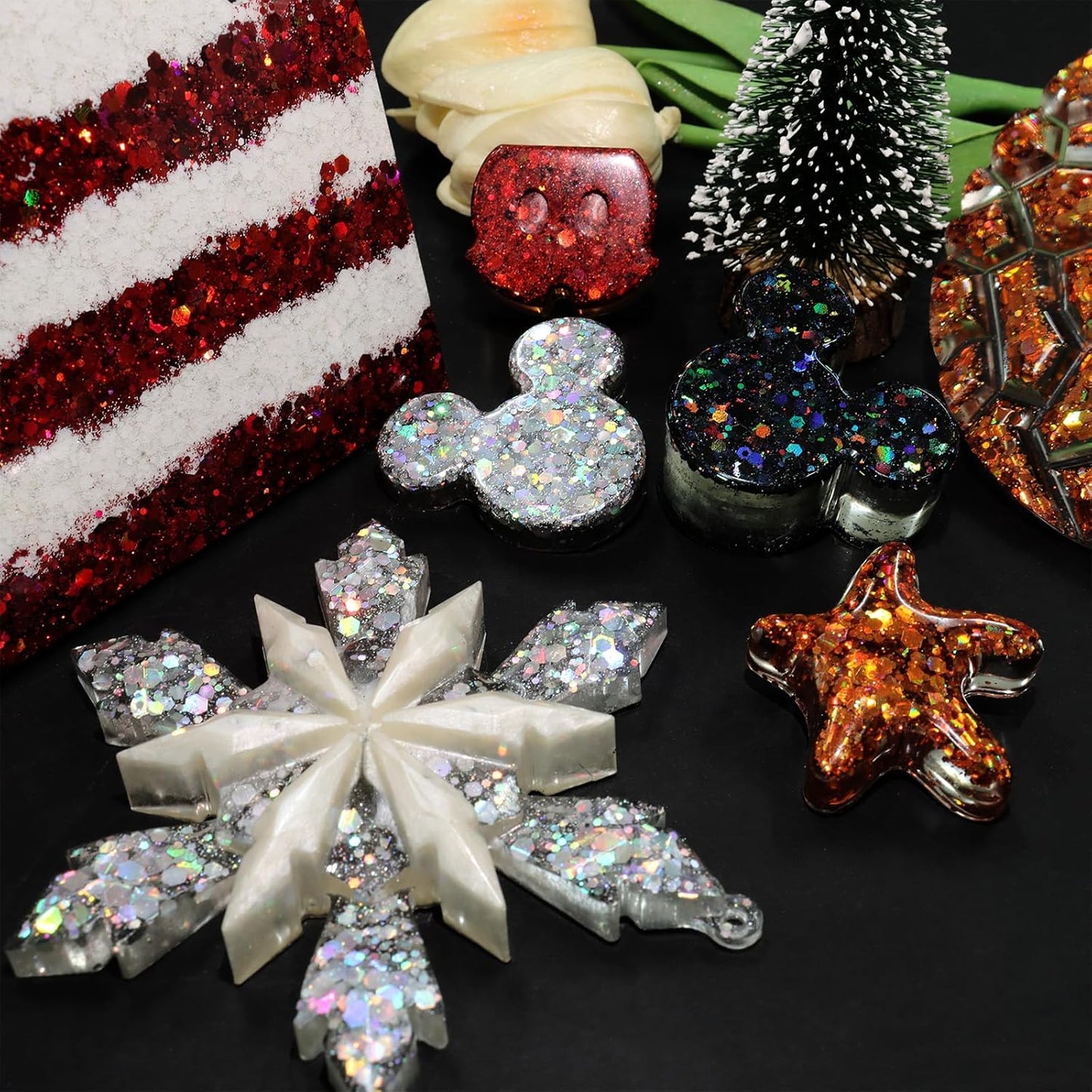 Ceya Holographic Chunky Glitter, 1 LB/ 16OZ Laser Orange Bulk Craft Glitter Mixed Chunky Fine Glitter Bottled Metallic Flake Nail Sequins for Resin, Tumblers, Scrapbooking, Festival Decor, Art Project