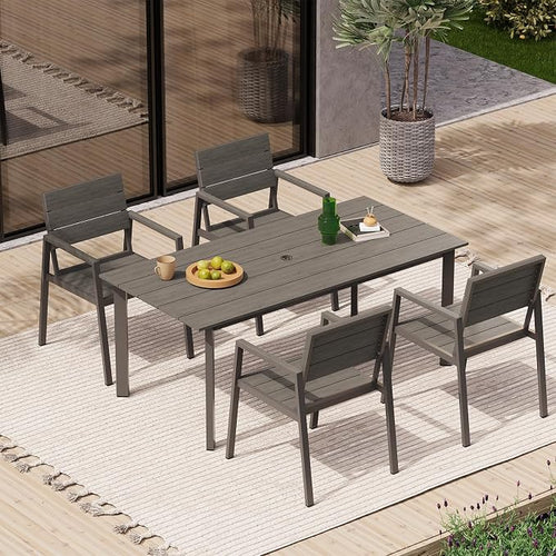 67" Rectangle HDPS Patio Dining Table, Aluminum Outdoor Patio Dining Table - Image 2