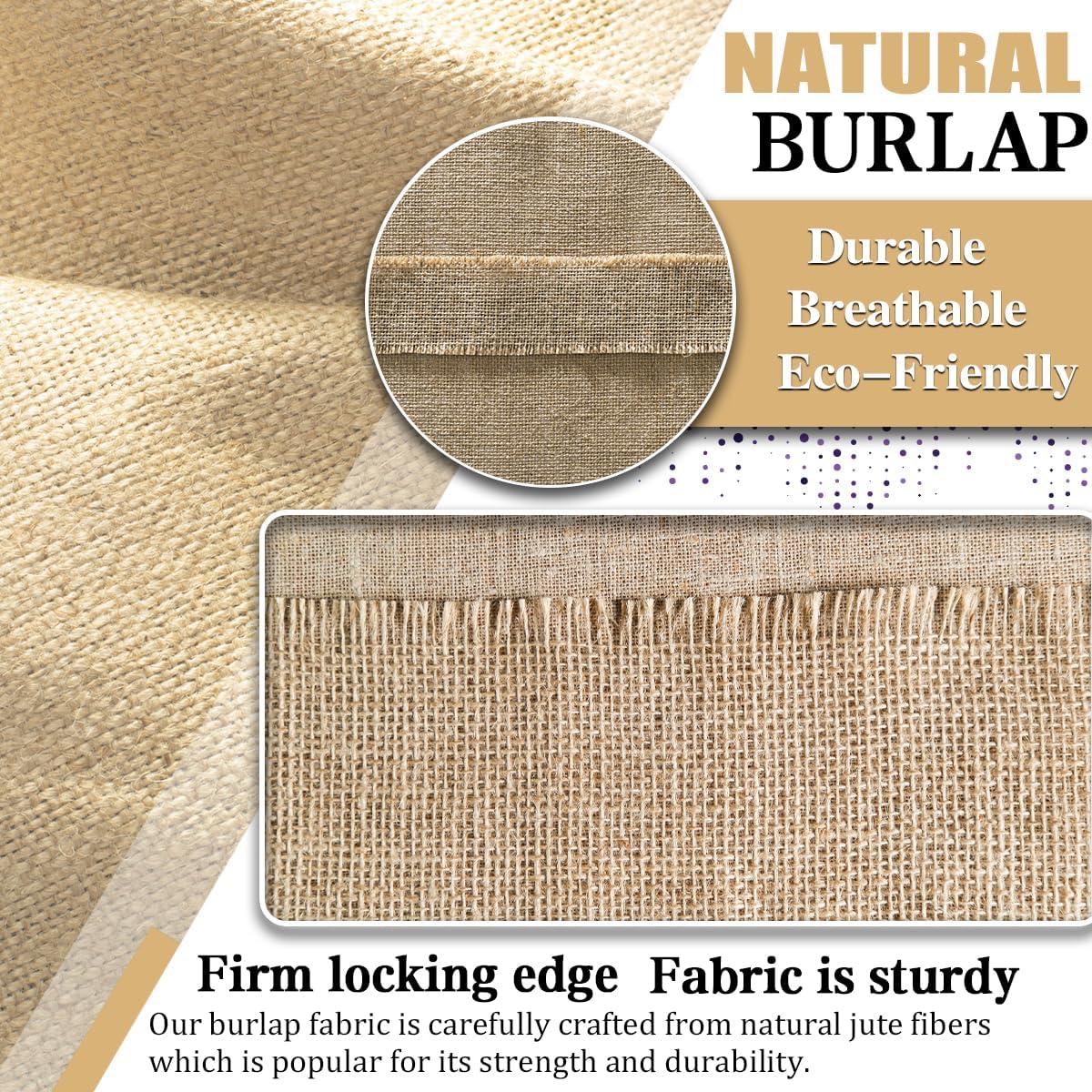 Burlap Fabric Roll, 12" x 30 Feet Burlap Garden Fabric Natural Jute for Decorations, Crafts, Weddings, Table Runner, Landscaping, Plants & Tree Covering
