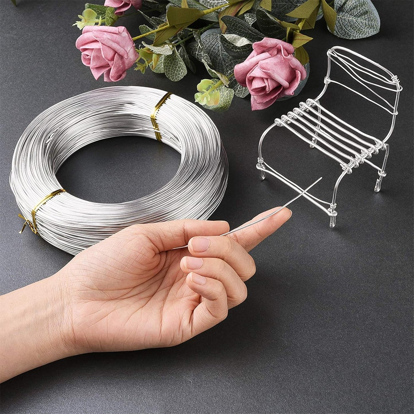 Fashewelry 656 Feet 18 Gauge Aluminum Wire Silver 1mm Bendable Metal Craft Wire for Beading Jewelry Craft Making