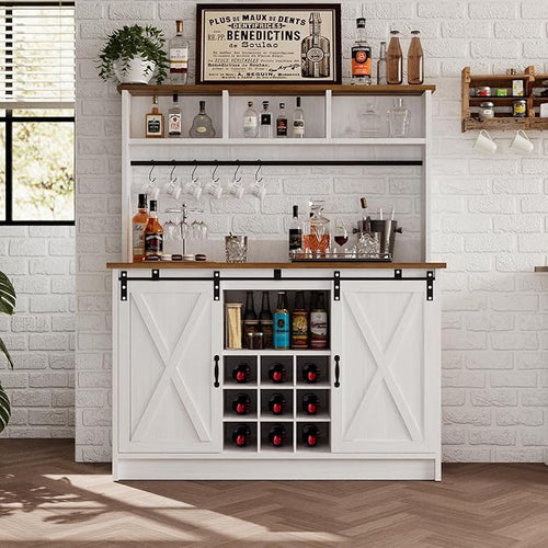 4ever2buy Farmhouse Coffee Bar Cabinet by 4ever2buy