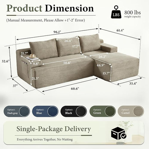 96" Sectional Couches for Living Room Cloud Couch Sofa - Image 2
