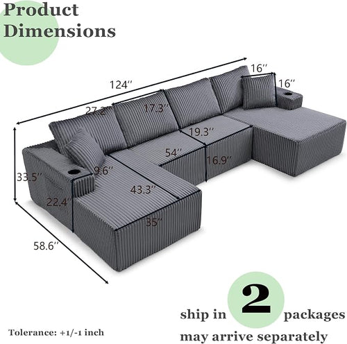 124" Oversized Sectional Couches - Image 2