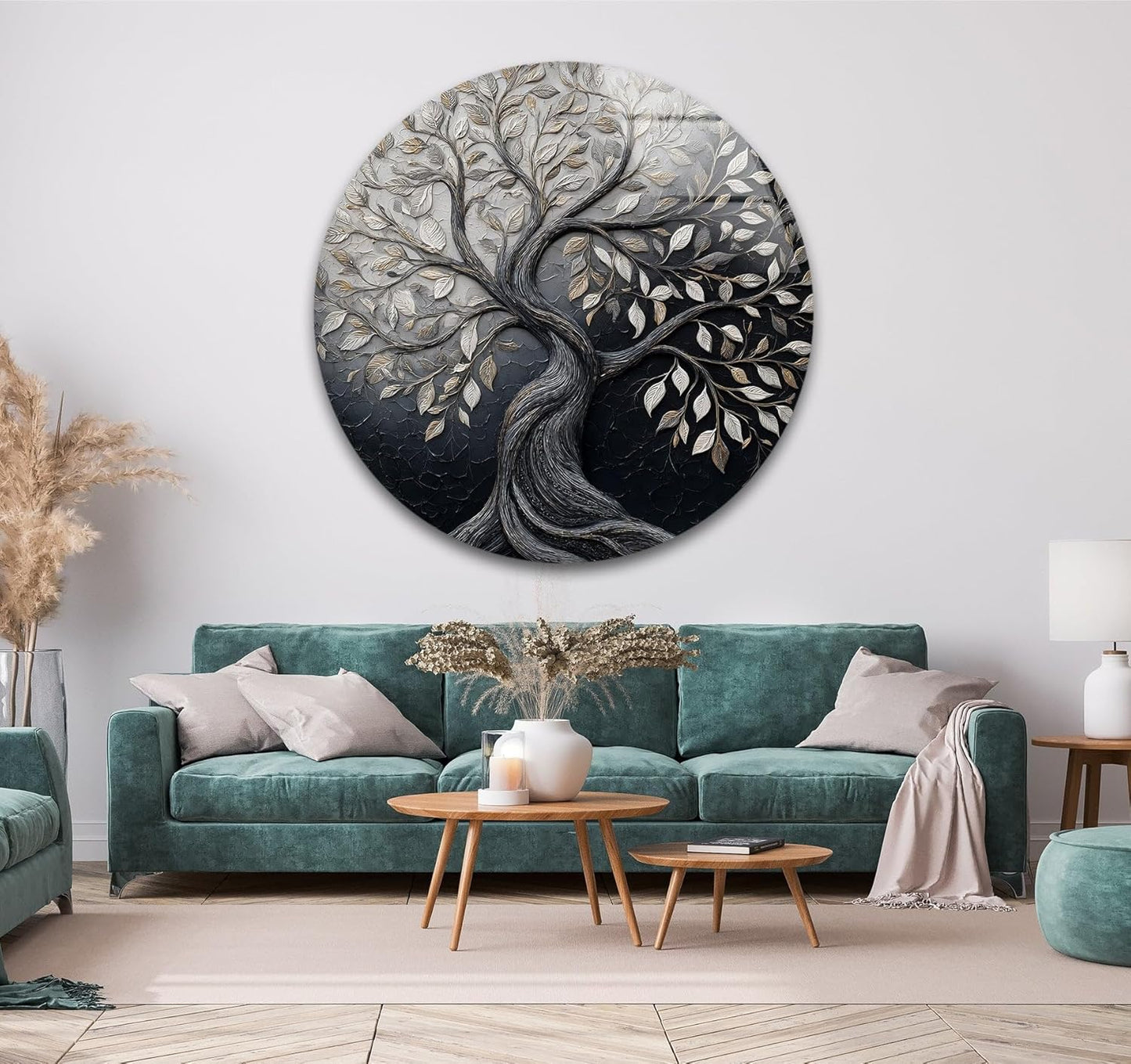 My Photostation.com 31.5''(80cm) Diameter Twilight Tree of Life Round Glass Wall Art Tempered Glass Printing Wall Decor Large Wall Art Wall Hangings