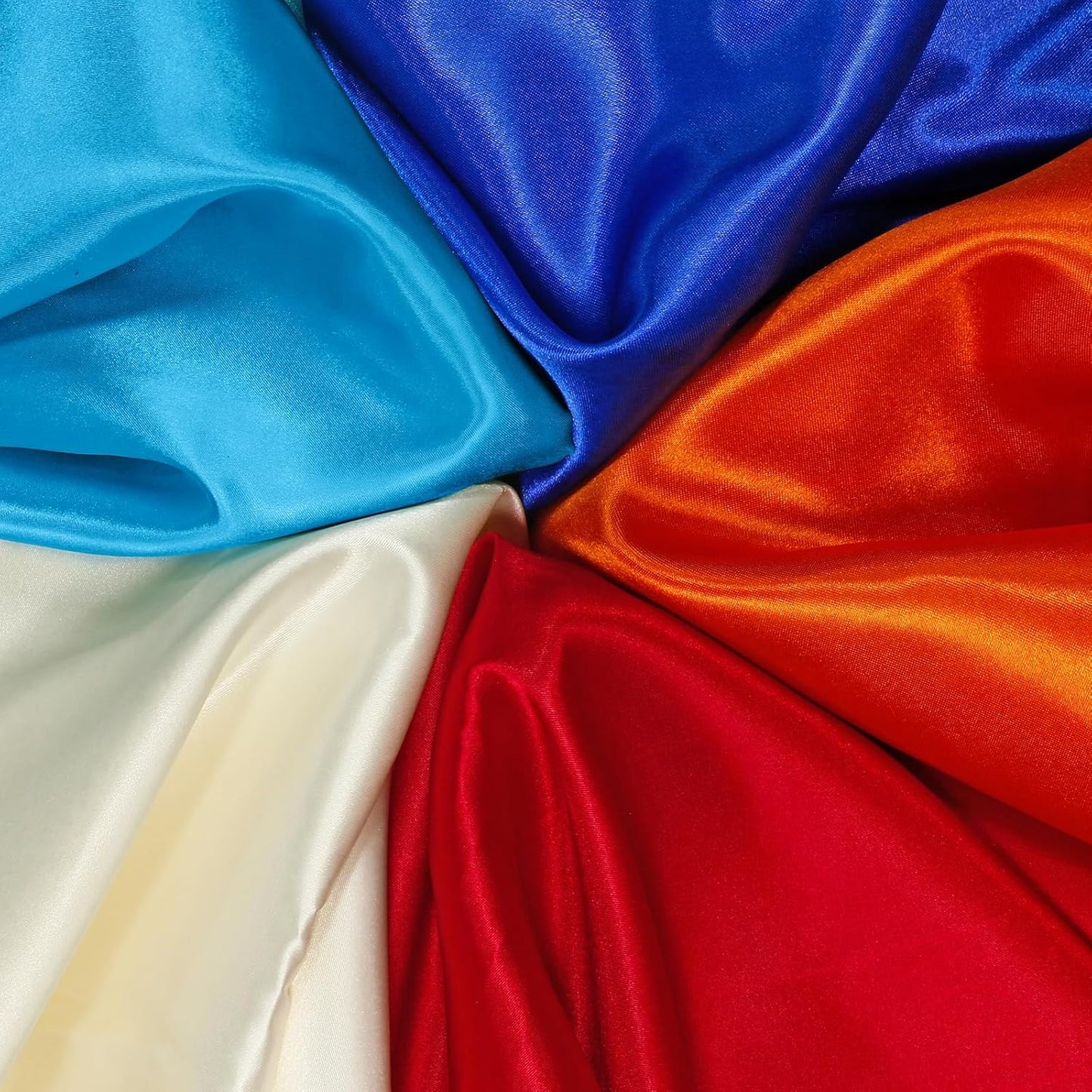 RUDONG M Aqua Blue Satin Fabric by The Yard, 5 Yard x 60 Inch Wide Silky Charmeuse Satin Fabric, Soft Satin Fabric for Wedding Decorations, Bridal Dress, Sewing, Accessories, DIY Crafts