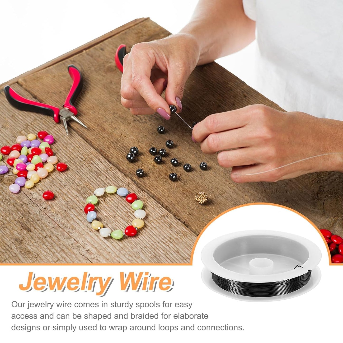 HARFINGTON 20ft Jewelry Wire, 24 Gauge (0.5mm) Brass Craft Soft Metal Tarnish Resistant Copper Beading Wire for Jewelry Making Supplies Crafting, Black