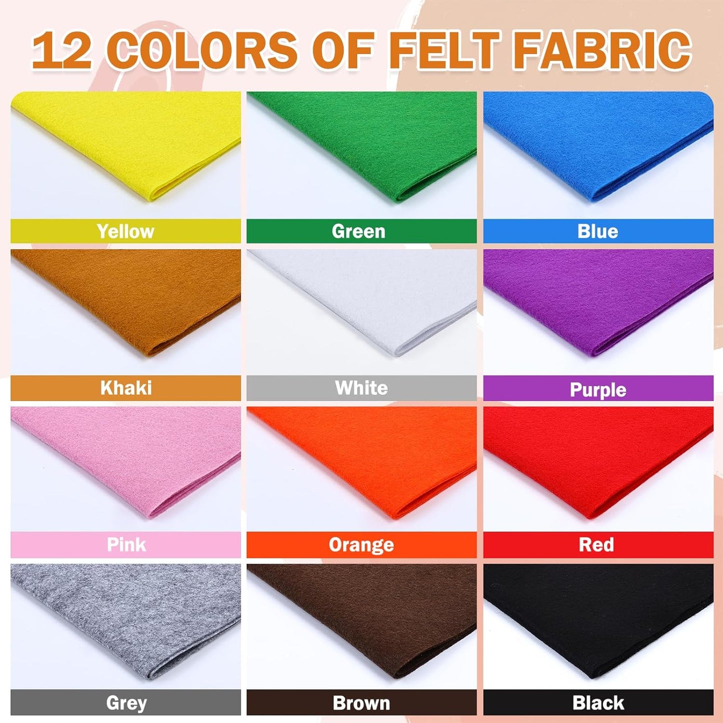 12 Rolls 8"x35"(20.5x90cm) 1.4mm Thick Soft Felt Fabric Sheet 12 Assorted Classic Series Colors Felt Pack for DIY Craft Sewing Squares Nonwoven Patchwork