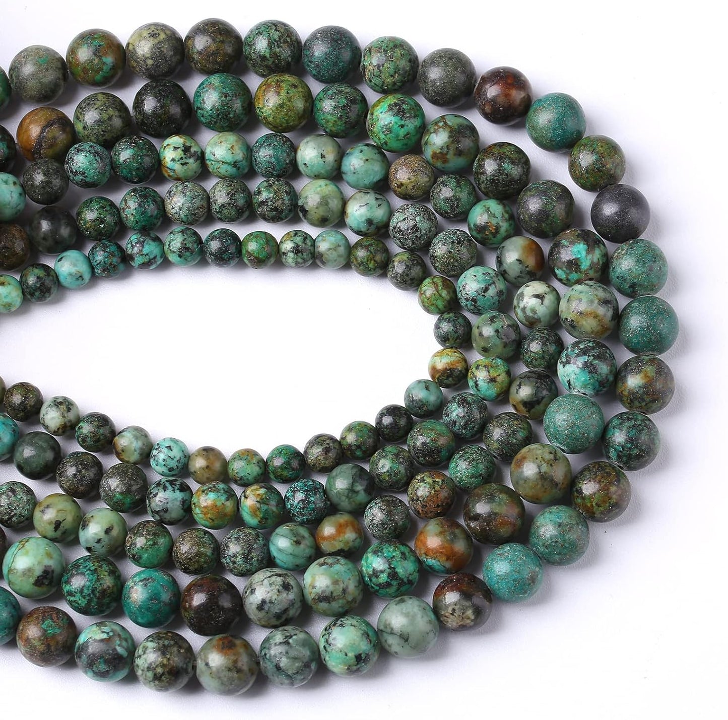 4mm 180pcs Natural African Turquoise Stone Beads for Jewelry Making Round Loose Gemstone Beads DIY Bracelet Necklace Earrings 32" 2 Strands