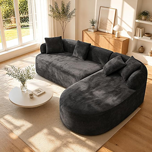 99" Curved Sectional Sofa with Chaise, Modern Boneless Couch with Deep Seat by VYUXWO