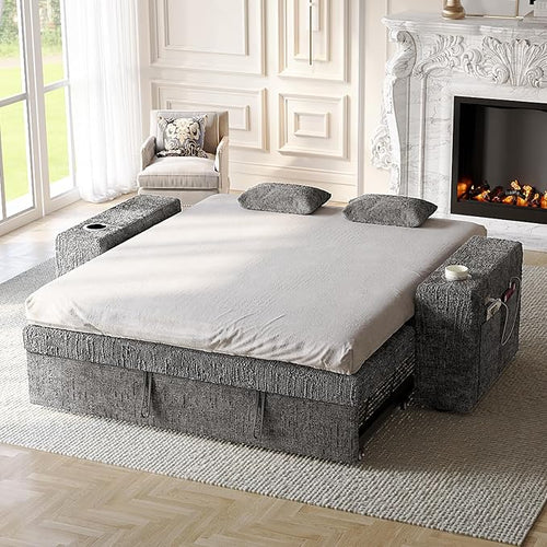 63 Inch Sleeper Sofa Bed, 3 in 1 Pull Out Couch Bed - Image 2