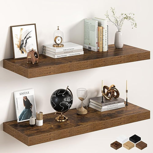 40Inch Floating Shelves for Wall, 12 Inch Deep Shelves for Bedroom, Bathroom by FunMemories