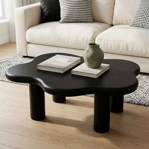 40" Cloud Coffee Table with 4 Round Table Legs, Modern Irregular Center Table by BSYEIO