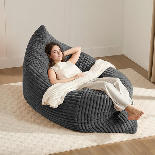 3-in-1 Giant Bean Bag Chair for Adults & Kids, Convertible Floor Sofa to by Gericco