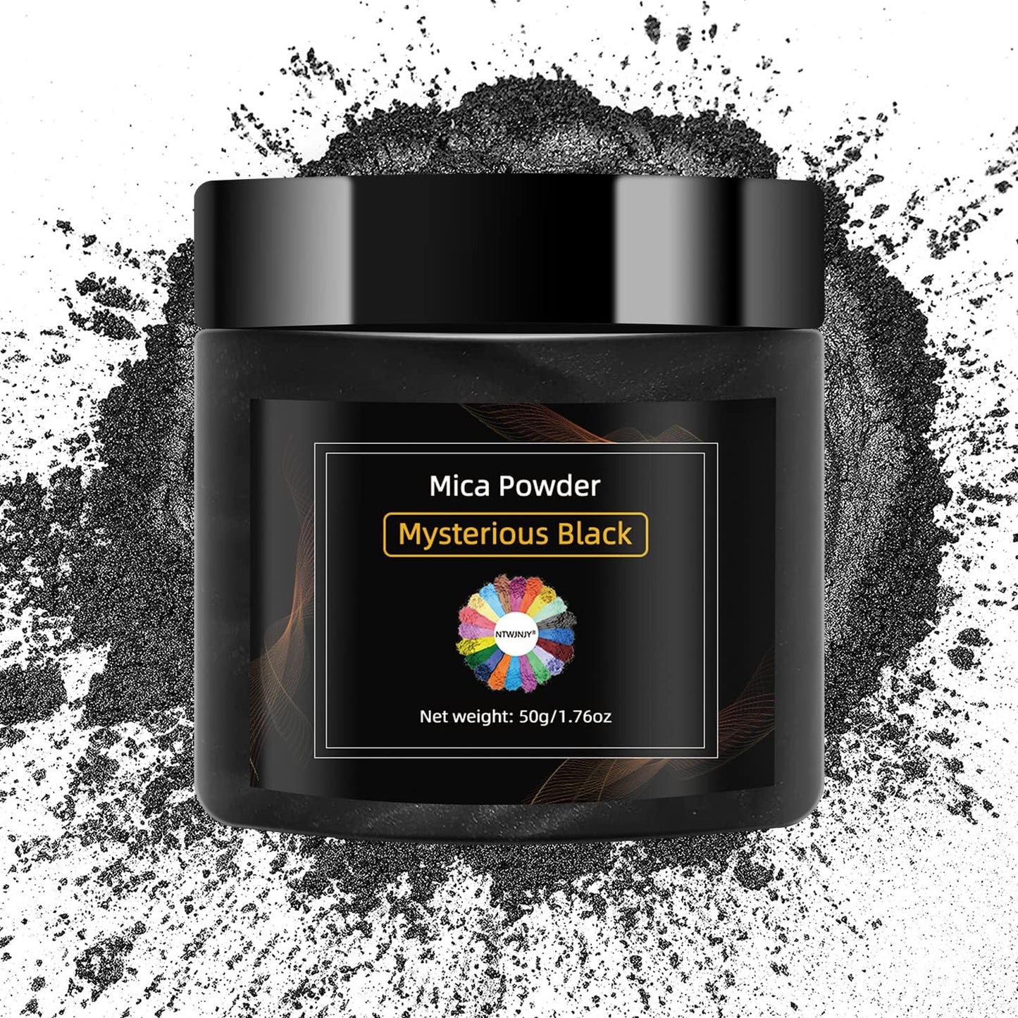 Mysterious Black Mica Powder for Epoxy Resin，Natural Shimmer Mica Powder Used for Coloring Resin Artwork, car Spray Paint, Candles, soap, Eye Shadow, Lip Gloss, Nail Polish(50g/1.7oz)