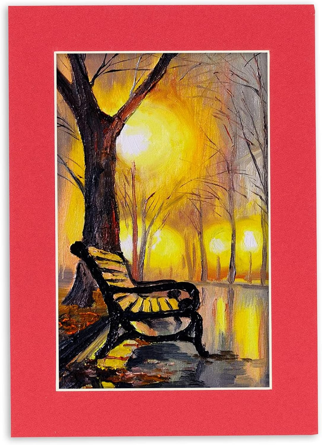 8.5x11 Mat Bevel Cut for 7x9 Photos - Acid Free Cardinal Red Precut Matboard With Backing Board and Crystal Clear, Self Seal Photo Mat Bag - For Pictures, Photos, Framing - 4-ply Thickness