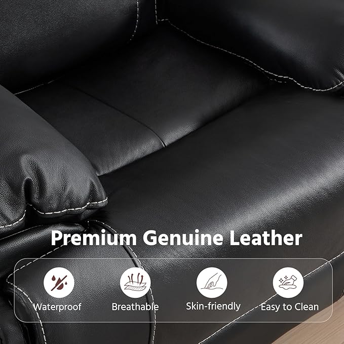 ANJ Premium Genuine Manual Reclining Sofa Set, Included Recliner Chair Set of 2 - Image 4
