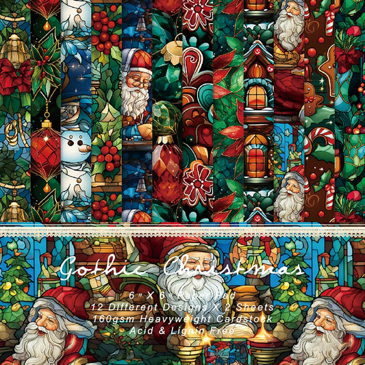 YASMEN 6"x6" Scrapbook Paper Pad - 24 Sheets of Patterned Cardstock for Card Making, Scrapbooking, Junk Journal, DIY Gift Cards - Single-Sided Decopodge Decorative Craft Paper