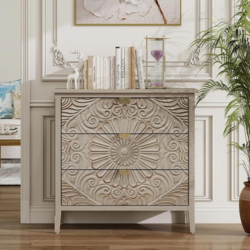 3 Drawer Nightstand, 30 in Tall Accent Storage Cabinet by YHAOWORKS