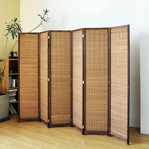 6 Panel Bamboo Room Divider Screen, 5.6 FT Tall Bamboo Divider Folding Panel by PawlaBay
