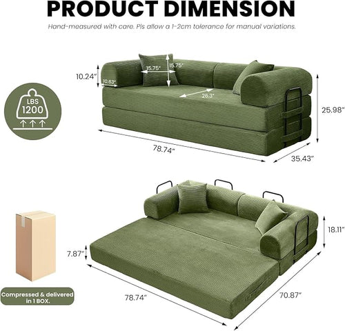 79'' Sleeper Sofa Bed, Convertible Folding Couch - Image 2