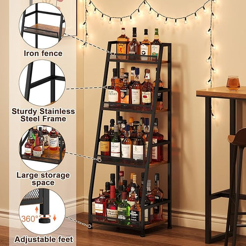 4-Tier Trapezoid Liquor Stand for Home Bar, Stepped Wine Rack Freestanding - Image 2