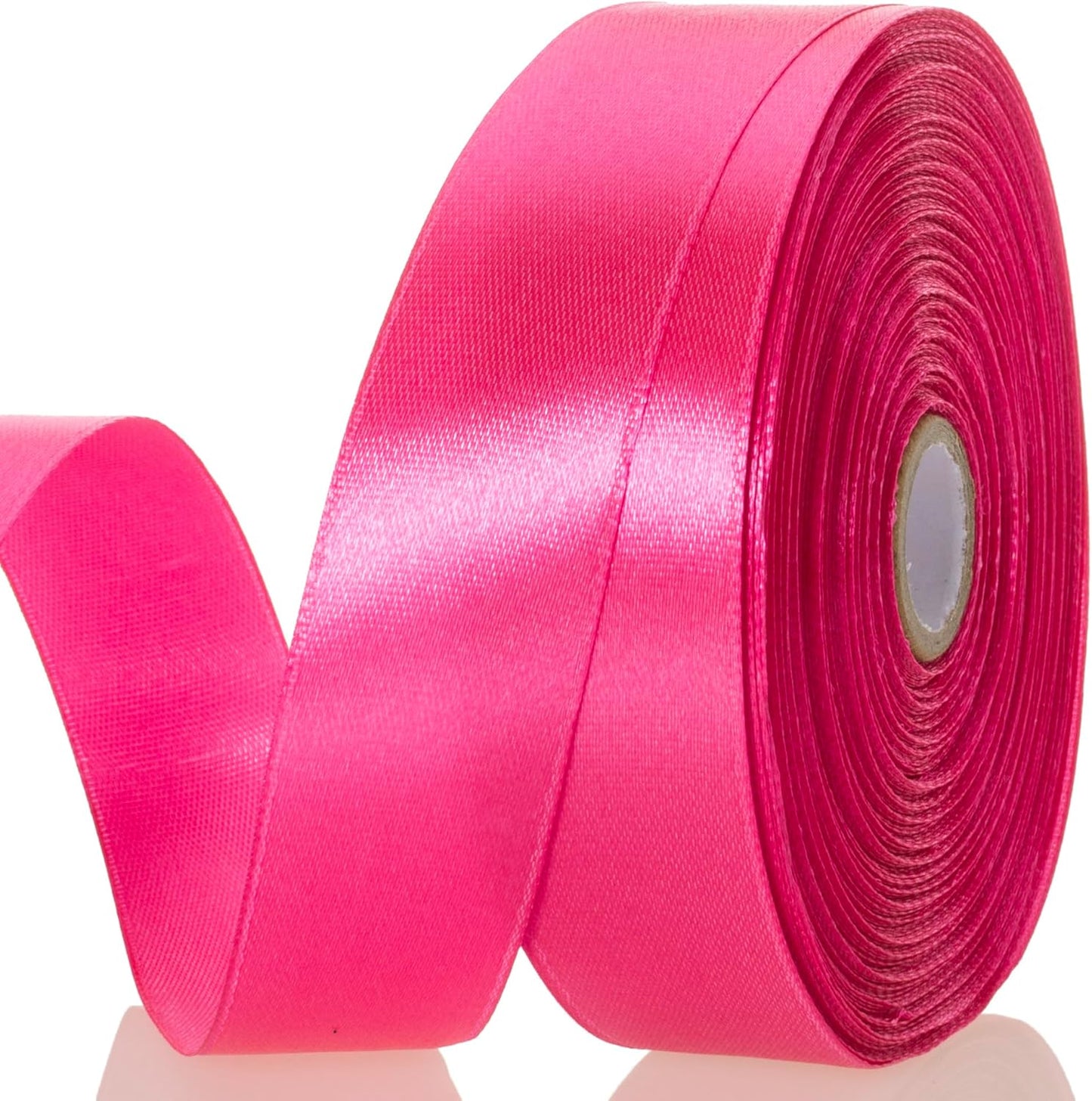 1 Inch Rose Red Solid Satin Ribbon, 50 Yards Craft Fabric Ribbon for Gift Wrapping Floral Bouquets Wedding Party Decoration