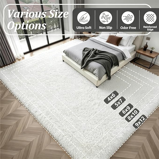Fluffy Area Rugs 9x12 Living Room Bedroom: Ultra Soft Shag Rug Upgrade Non-Slip - Image 9