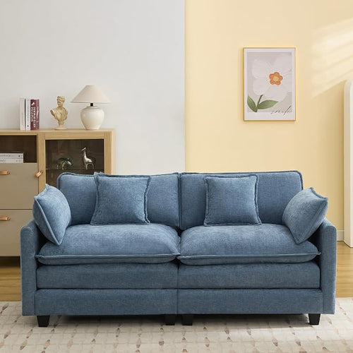 76'' Cloud Deep Seat Loveseat, Upholstered Chenille Modular 2-Seats Sectional by WUTUTUEE