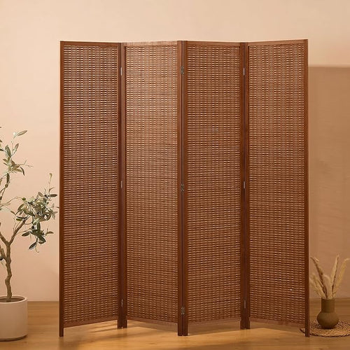 4 Panel Room Divider and Extra Wide Folding Privacy Screen, Bamboo Room Divider by cocosica