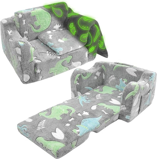 2-in-1 Soft Plush Toddler Couch & Chair – Fold Out Convertible Sofa to Lounger by Unknown