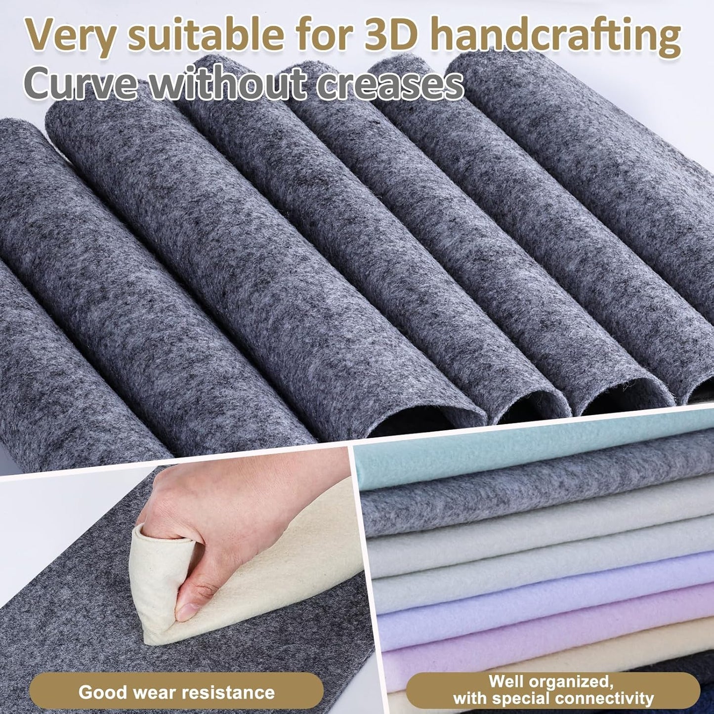 XSEINO 13 Rolls 8"x35" 1.4mm Thick Soft Felt Fabric Sheet 13 Assorted Black White Series Colors Felt Pack Pastel Felt Sheets for DIY Craft Sewing Squares Nonwoven Patchwork