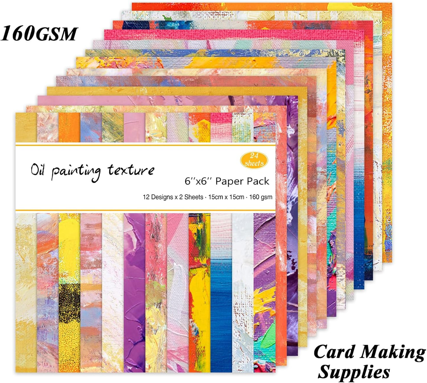 24 Sheets 12 Designs Scrapbook Paper Pad,6"×6” Single-Sided Decopodge Craft Cardstock Paper,Christmas Scrapbooking DIY Decorative Background Cardmaking Supplies.Oil Painting