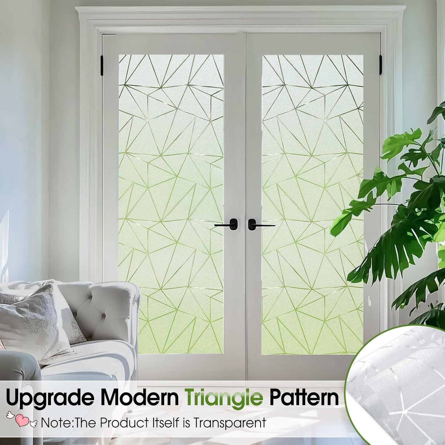 Coavas Window Privacy Film, Frosted Glass Static Cling, Decorative for Bathroom Door Covering, UV Blocking Window Cling, Non-Adhesive Vinyl Sticker, Day and Night Windows Tint for Home, 29.5x118.1 in