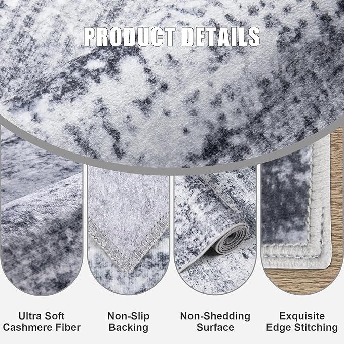Washable Area Rug 3x10 Entryway Rug: Washable Modern Abstract Soft Thin Rug - Image 6