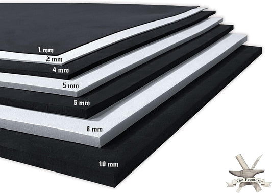Shape Retention EVA Cosplay Foam 5mm (1mm-10mm) 14x39 inch Black or White High Density EVA Foam Sheets. Premium 85 kg/m3 Heat Shape Material for DIY Convention or Halloween Costumes by The Foamory