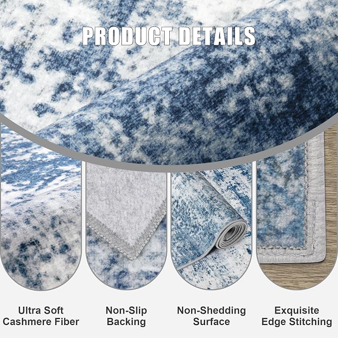 Washable Area Rug 3x5 Entryway Rug: Washable Modern Abstract Soft Thin Rug - Image 6