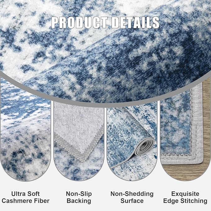 Washable Area Rug 2x3 Entryway Rug: Washable Modern Abstract Soft Thin Rug - Image 6