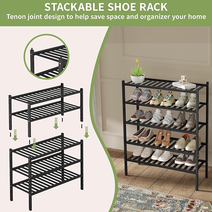 ROMGUAR CRAFT 3 Tier Bamboo Shoe Rack - Image 5