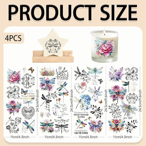 4 Sheets Rub on Transfers for Crafts, Dragonflies Furniture Transfers for Wood - Image 2