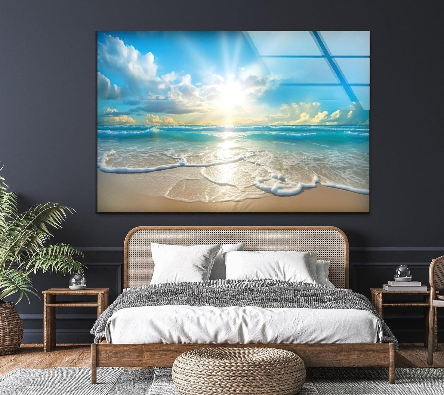My Photostation.com Round 24'' Beautiful Sunset & Ocean Glass Wall ArtTempered Glass Printing Wall Decor Large Wall Art Wall Hangings
