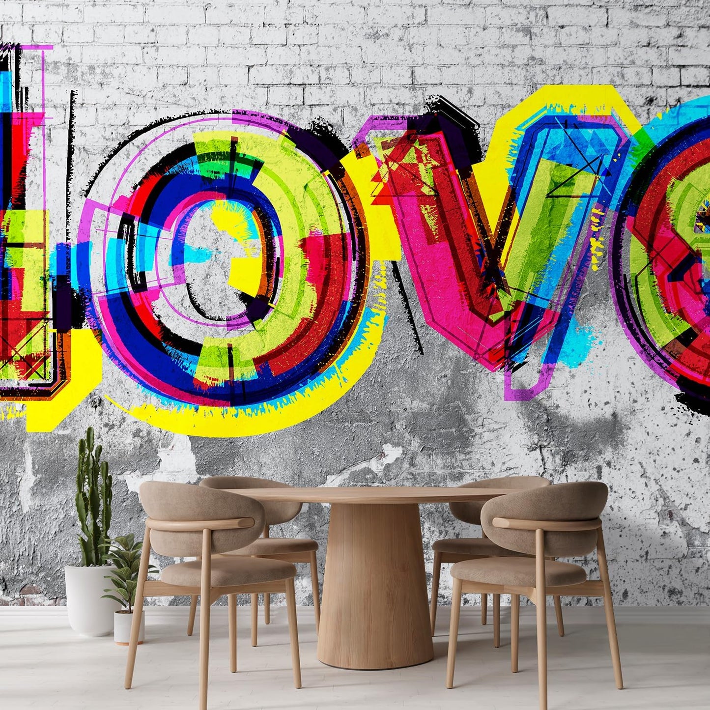 wall26 Wall Sticker/Wall Mural Colorful Graffiti, Not Peel and Stick, Non-Woven Wallpaper Decorative for Bedroom, Living Room, Office - 99x96 inches