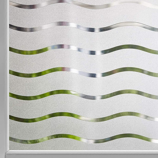 LEMON CLOUD Window Film for Privacy and Light Protection，Non Adhesive Removable Glass Covering Opaque Window Sticker Self Static Cling Vinyl Glass Film for Home Office (23.6 x 78.7 Inch,Wavy)