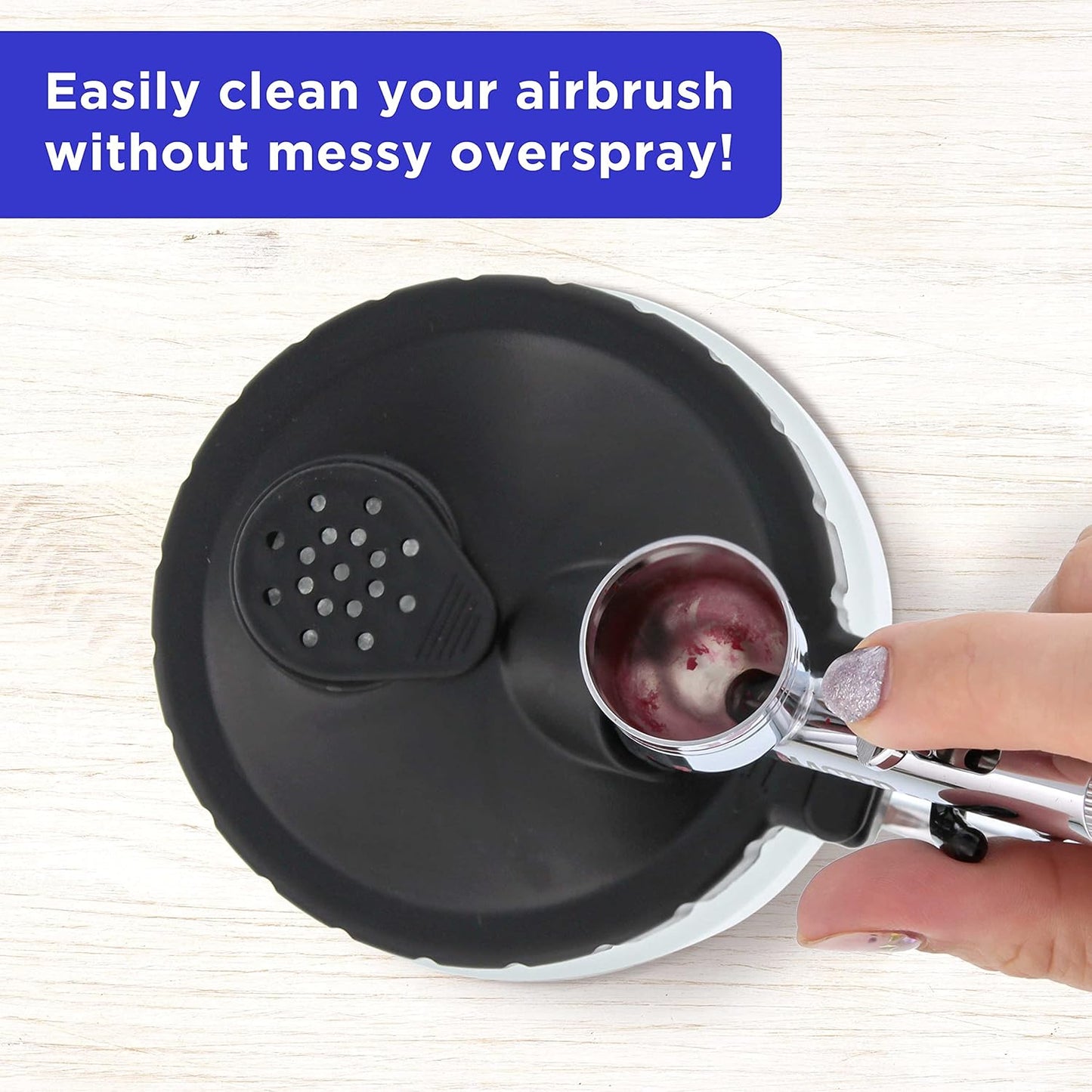 Master Airbrush 13 Piece Airbrush Cleaning Kit - Glass Cleaning Pot Jar with Holder, 5 pc Cleaning Needles, 5 pc Cleaning Brushes, 1 Wash Needle, & How to Link Card